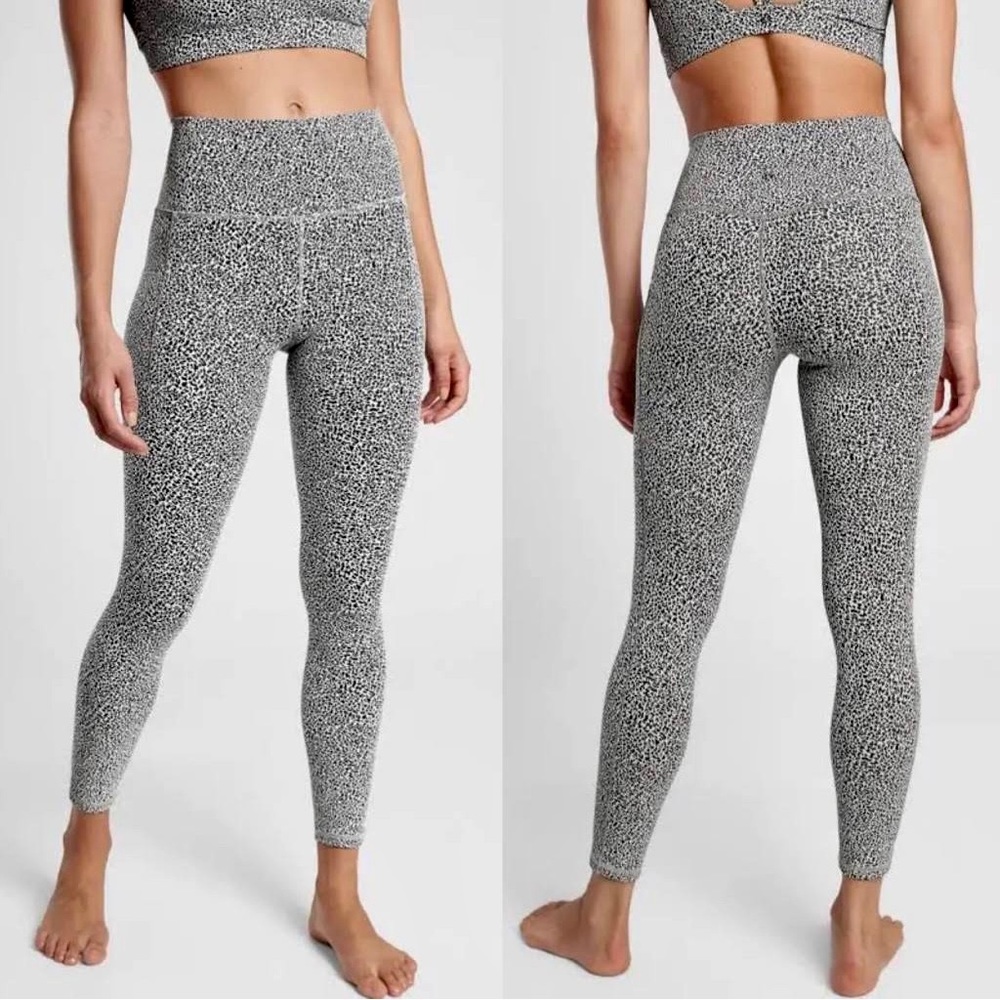Athleta Micro Cheetah Black/Seasalt Salutation leggings Set